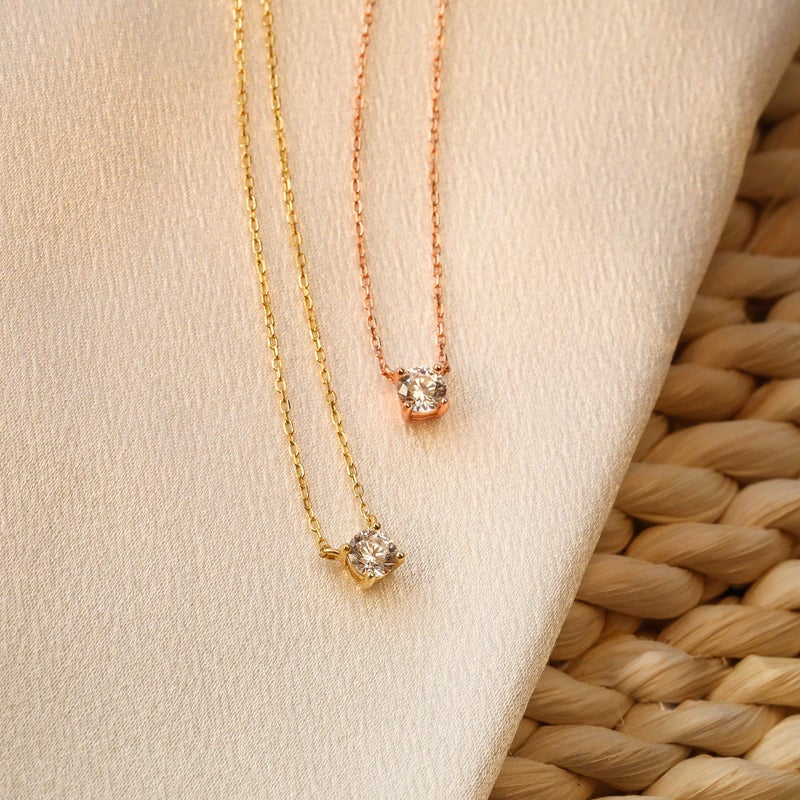 S.Leaf Gold Choker Necklace Sterling Silver Gold Plated Pendant Cubic Zirconia Solitaire Choker Necklace for Women Birthday Gifts for Women (0.5 Carat_B_Gold) - Image 5